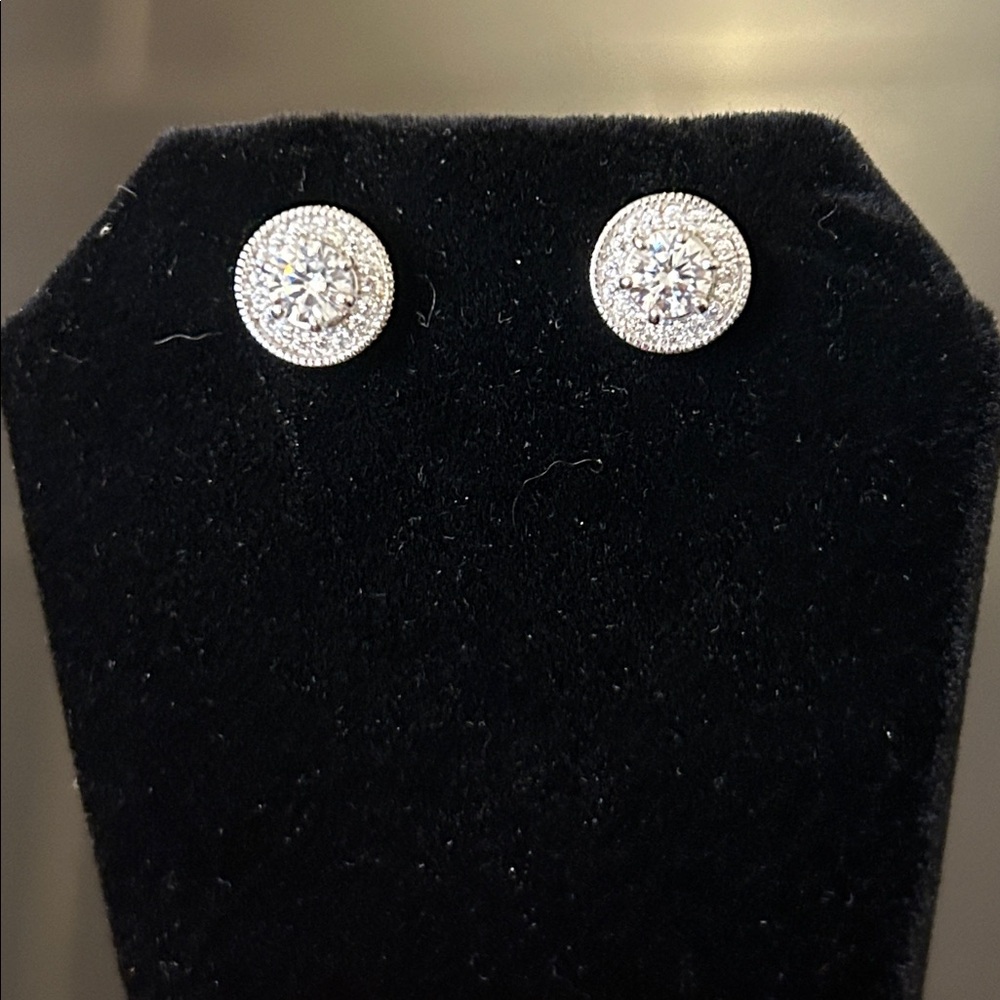 Halo Silver Stud Earrings